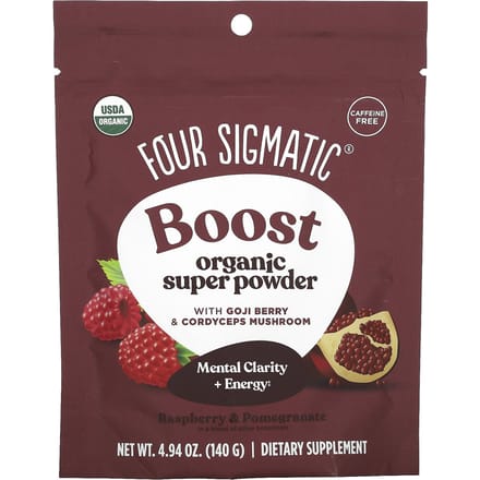 Four Sigmatic, Boost, Super Poudre Bio, Sans Caféine, Sans Framboise ni Grenade, 4,94 oz (140g)