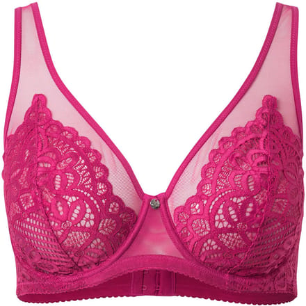 TruYou - Dames - Beugel BH kant mesh bandjes - Fuchsia - Maat 105E