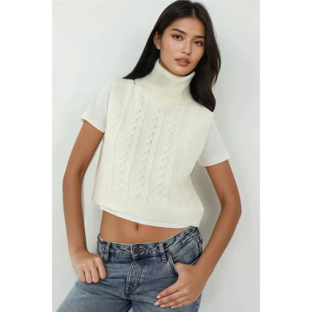 Coltrui Gebreide Sweater Vest met Haar Vlecht Patroon