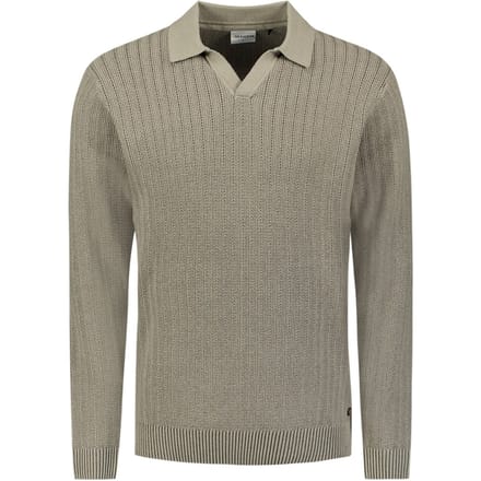 No Excess Pullover Open Polo Collar Relief Knit Clay Größe: L | Pullover Outlet | Herren