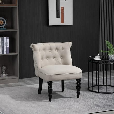 Sweiko Eetkamerstoel - Houten frame - Linnen - Vintage stijl - 67 x 67 x 78 cm - Beige