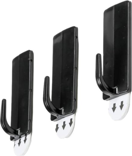 Benson Zelfklevende en verwijderbare haken - 5x2 cm - zwart - 3 stuks