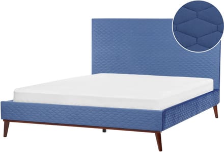 BAYONNE - Tweepersoonsbed - Blauw - 180 x 200 cm - Fluweel