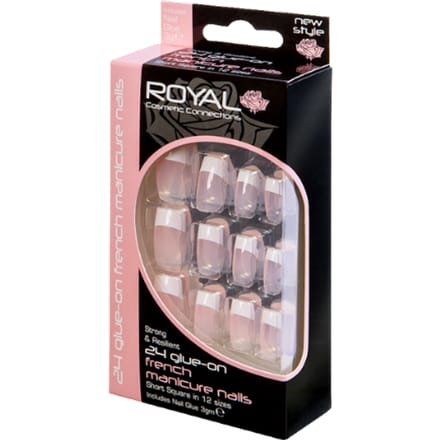 Royal 24 Glue-On Nail Tips - French Manicure (met nagellijm)