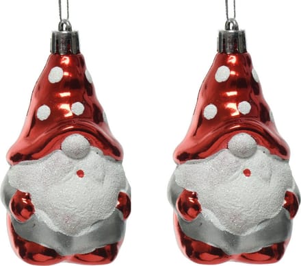 Decoris Kersthangers - kerstman - 2x - kunststof - 8,5 cm