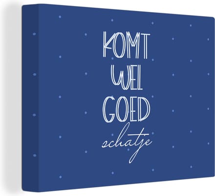 Canvas Schilderij Get well soon - Quotes - Stippen - 40x30 cm - Wanddecoratie