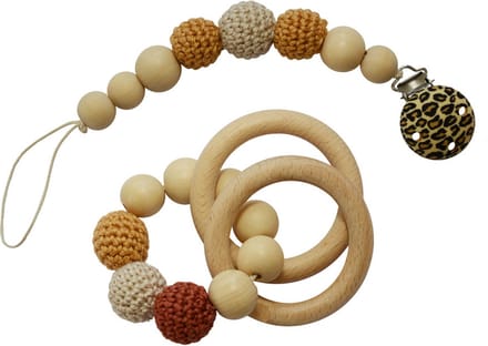 Haakpakket bijtring en speenkoord beige