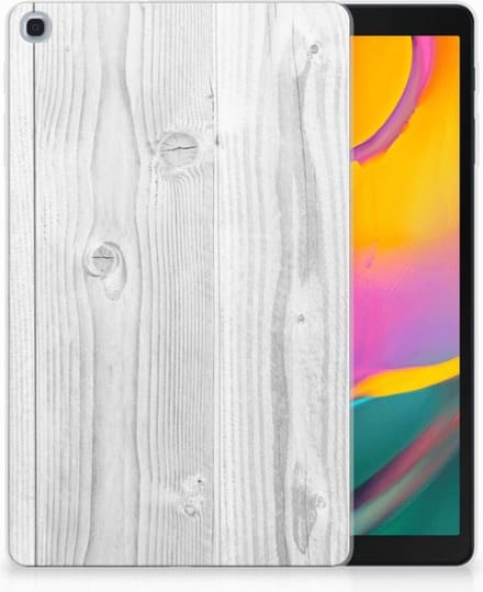 Samsung Galaxy Tab A 10.1 (2019) Silicone Tablet Hoes White Wood