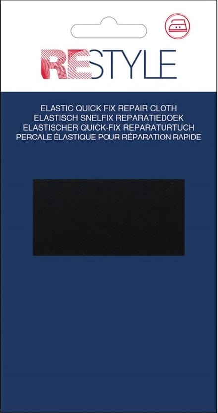 ReStyle ELASTISCH Snelfix opstrijkbaar reparatiedoek - zwart 12 cm x 45 cm