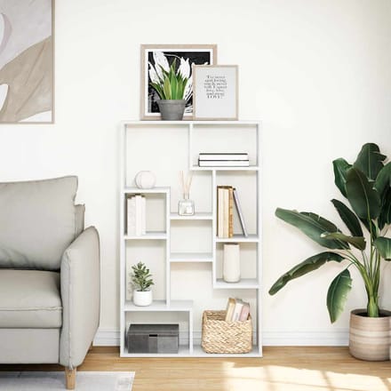 vidaXL - Boekenkast - 72x20x120,5 - cm - bewerkt - hout - wit