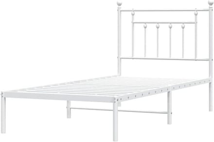 Metalen Bedframe - Ledikant Hoofdbord - Slaapkamer Inrichten - Robuuste Constructie - 80x200 cm - Wit