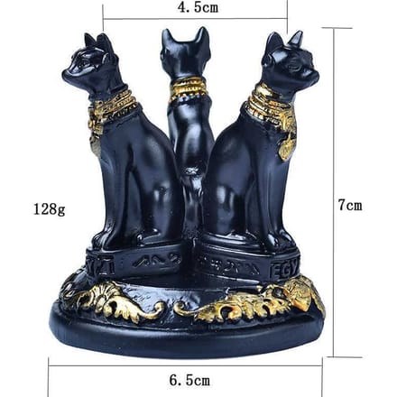1 stuks diffuser Kat Kristallen Bol Standaard Katten Vorm Sfeer Houder Drievoudige Egyptische Display Basis Hars Figuur Standbeeld Kantoor Huisdecoratie black
