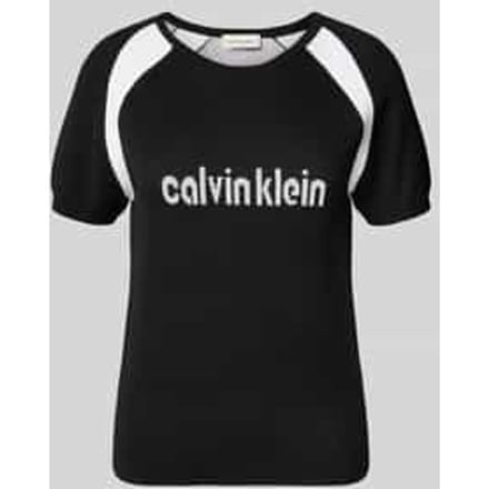 Gebreid shirt met label en ronde hals
