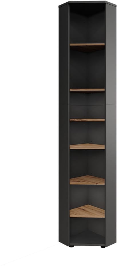 Vicco Hoge hoekkast Irma, Antraciet/Goudkleurig Eiken, 33 x 192 cm 7 compartimenten