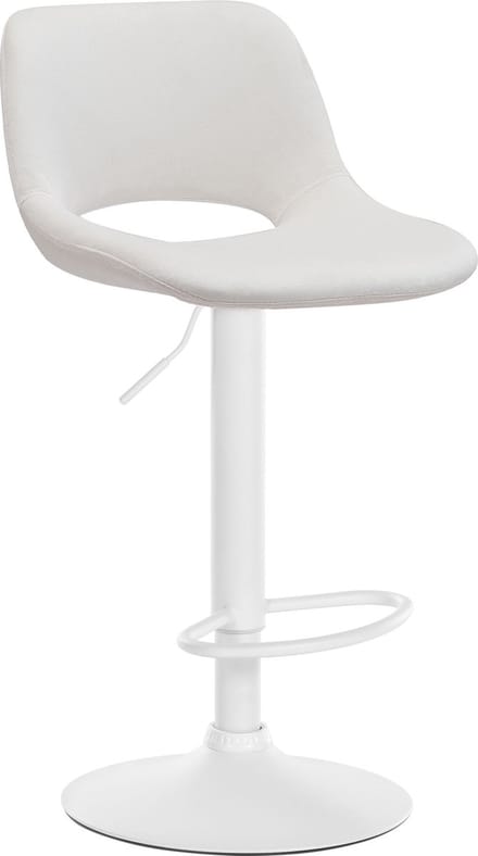 CLP Camden Barkruk - Met rugleuning - Verstelbaar - Velvet - Fluweel - wit/creme
