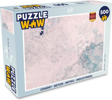 Puzzel Cement - Beton print - Retro - Industrieel - Wit - Blauw - Legpuzzel - Puzzel 500 stukjes