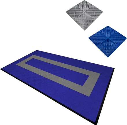 Geventileerde garage kliktegels - x 90 blauw - x 30 grijs - 3,2 m x 6 m