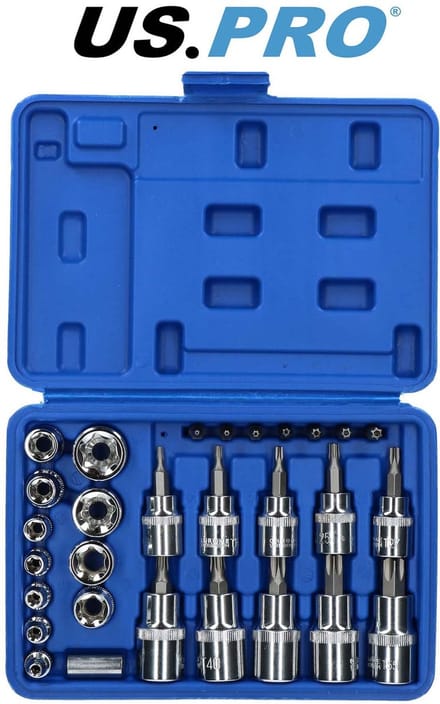 Torx doppenset 1/4", 3/8"inch en 1/2" 29-delig
