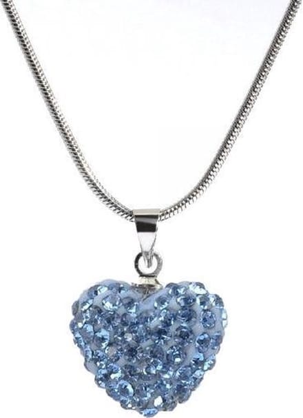 Fako Bijoux® - Ketting - Disco Dots - Hart - Blauw