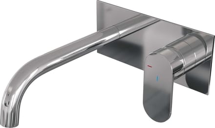 Brauer Chrome Edition inbouw wastafelmengkraan met gebogen uitloop en afdekplaat model C1 chroom