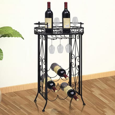 Vidaxl Support Métallique Pour 9 Bouteilles De Vin Avec Tablette Et Porte-Bouteilles
