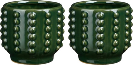 Mica Decorations Pot - 2x - boaz - gebobbeld - groen - 16 x 18 cm