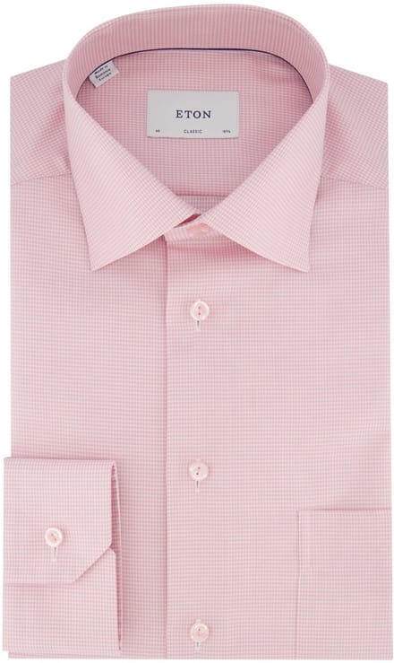 overhemd Eton roze Classic Fit borstzak semi-wide spread