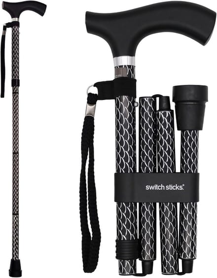 Inklapbare Wandelstok met Gravering - In Hoogte Verstelbaar en Compact