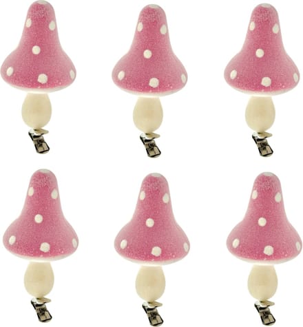 Decoratie Paddenstoelen Op Clip - 10 x 6 x 6 cm - 6 Stuks