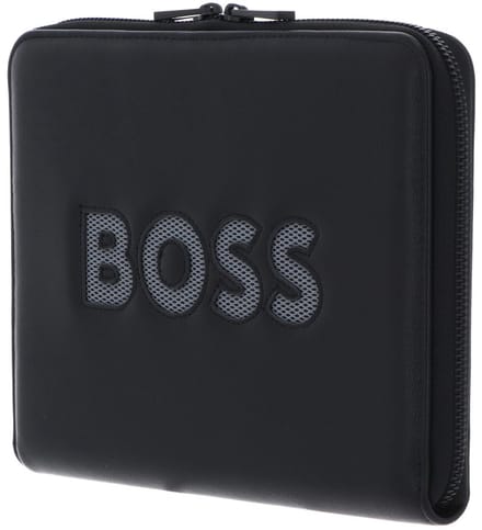 HUGO BOSS schrijfmappen Boss Cut Out Conference Folder Zip Black & Grey zwart