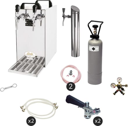 Complete set - Biertap - Kontakt 40 2-kraans droogkoeler, 50 liter/u - Biertap, Beertender, Thuistap, Bierkoeler .
