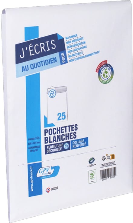 GPV envelop, C5, 162 x 229 mm, wit, zonder venster, zelfklevend, 25 st.