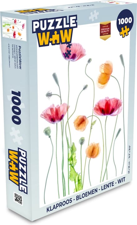 Puzzel Klaproos - Bloemen - Lente - Wit - Legpuzzel - Puzzel 1000 stukjes volwassenen