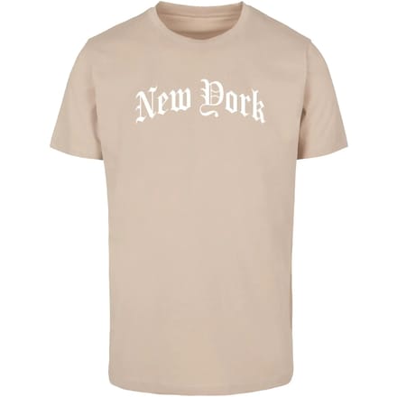 Mister Tee - New York Wording Heren Tshirt - M - Creme