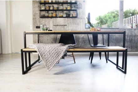 Industriële eettafel hout en staal "Houston" - 200 x 80 x 75 cm - Handgemaakt