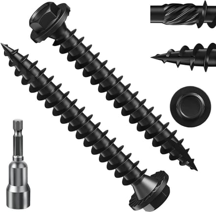Zeskantschroeven voor buiten - Houtbouwschroeven constructieschroef - Robuuste constructies bouwen - Roestbestendig gecoat - 5.5 x 50 mm - Zwart