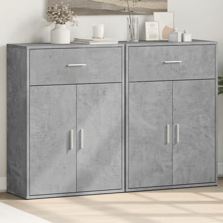 vidaXL - Dressoirs - 2 - st - 60x30x84 - cm - bewerkt - hout - betongrijs
