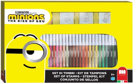 Multiprint Minions kleurset met stempels - creatieve knutseldoos 41-delig.