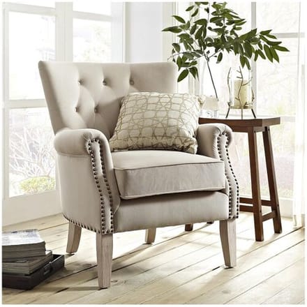 Dorel Home Dorel   Gestoffeerde loungestoel in stof beige