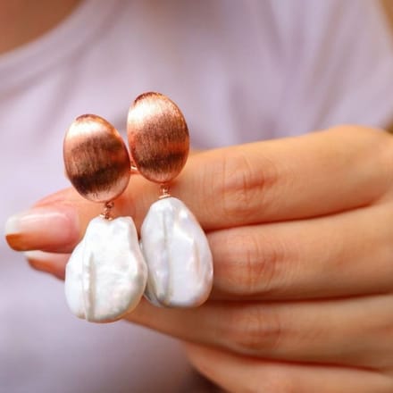 Roségouden Barokparel Oorbellen met Zeemeerminstaart