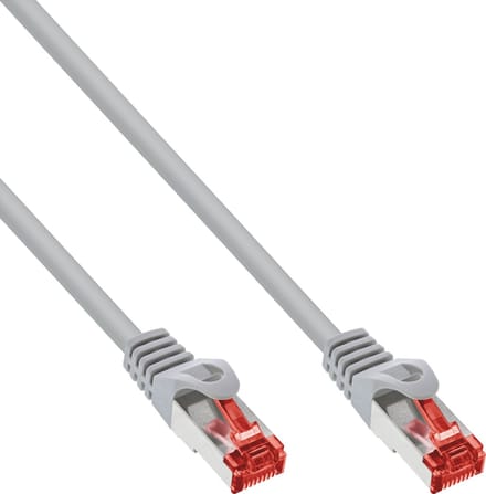 InLine® Patchkabel, S/FTP (PiMf), Cat.6, 250 MHz, PVC, koper, grijs, 0,3m