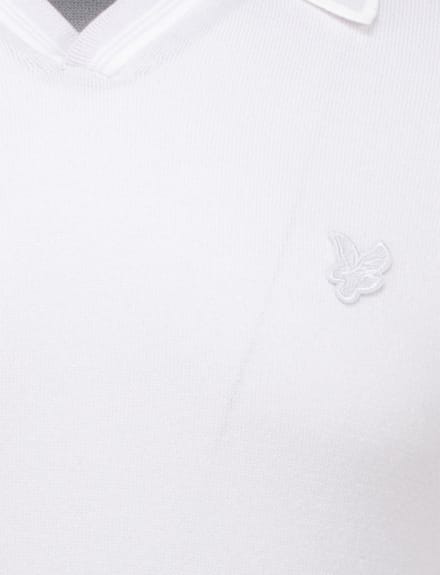 Lyle & Scott gebreide polo met open kraag en punt - Blauwe hint