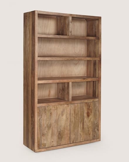Vakkenkast 120 cm Mangohout – 6 Vakken – Bruin – Landelijk