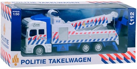 Johntoy 1-1-2 Pull-Back Police Tow Truck