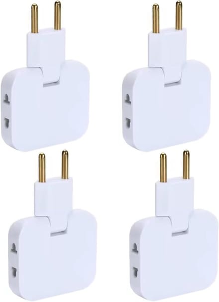 4-Pack Meerdere Stekkerdozen met 3 Adapters, 2500W Vermogen, 180° Draaikop voor Thuis en Reizen