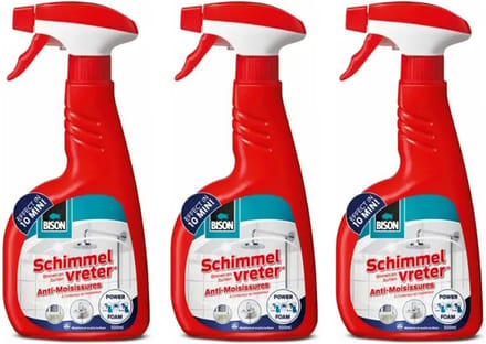 3 stuks Bison® Air max schimmelvreter foam & spray 500ml + Gratis KD spons