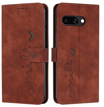 Coverup Hoesje - Geschikt voor Google Pixel 9a Hoesje - Coverup Smile Book Case - Bruin