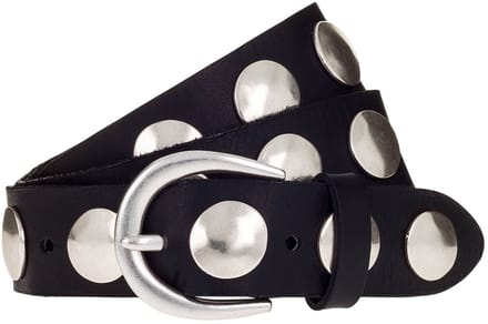 b.belt Leren riem Luna Silver Leather Belt W110 Black zwart