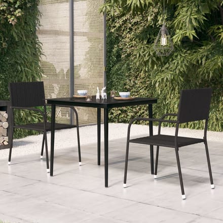 vidaXL - Tuintafel - 80x80x74 - cm - staal - en - glas - zwart