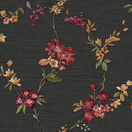 DUTCH-WALLCOVERINGS-Behang-Flower-zwart